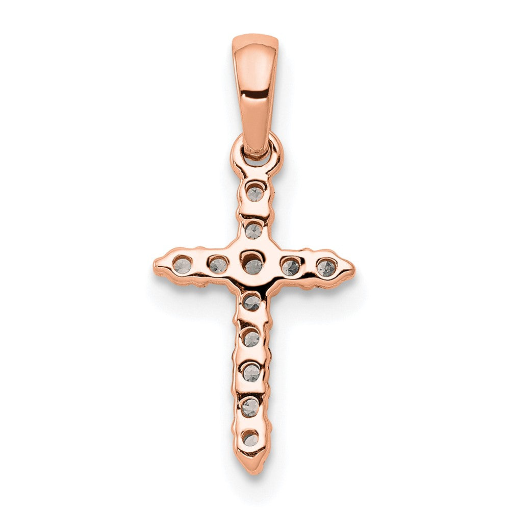 14k Rose Gold Polished Diamond Cross Pendant