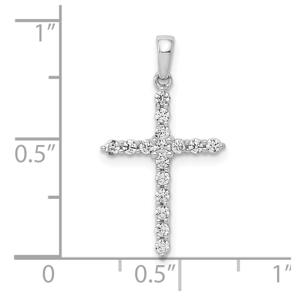 10K White Gold Polished 1/4ct. Diamond Cross Pendant