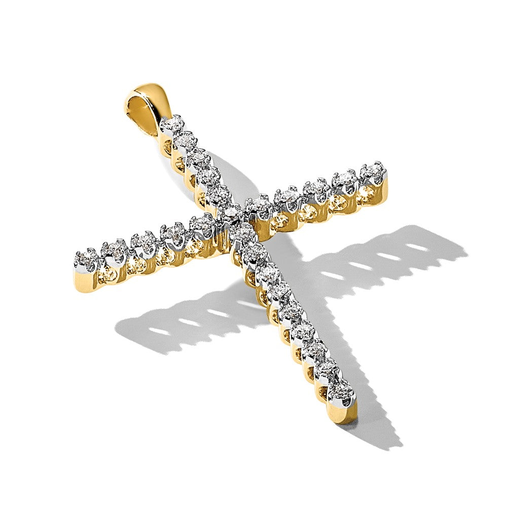 14k and Rhodium 1/4ct. Diamond Cross Pendant