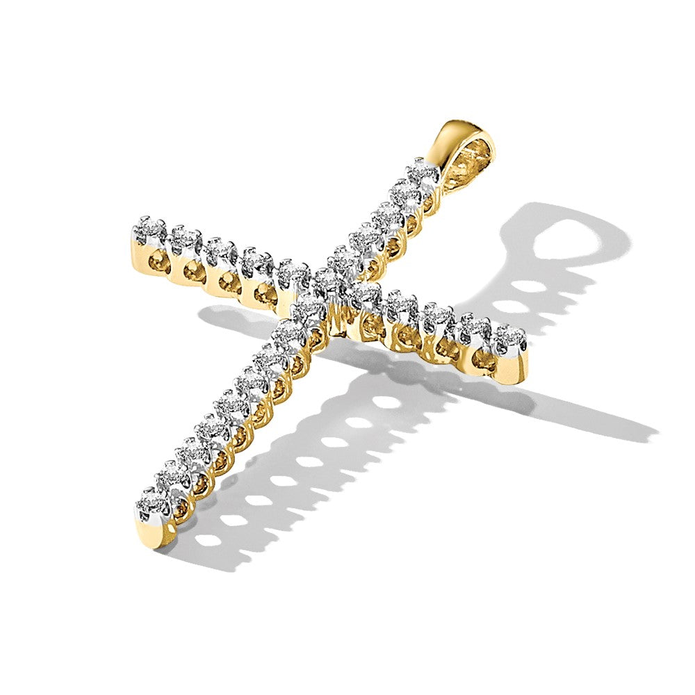 14k and Rhodium 1/4ct. Diamond Cross Pendant
