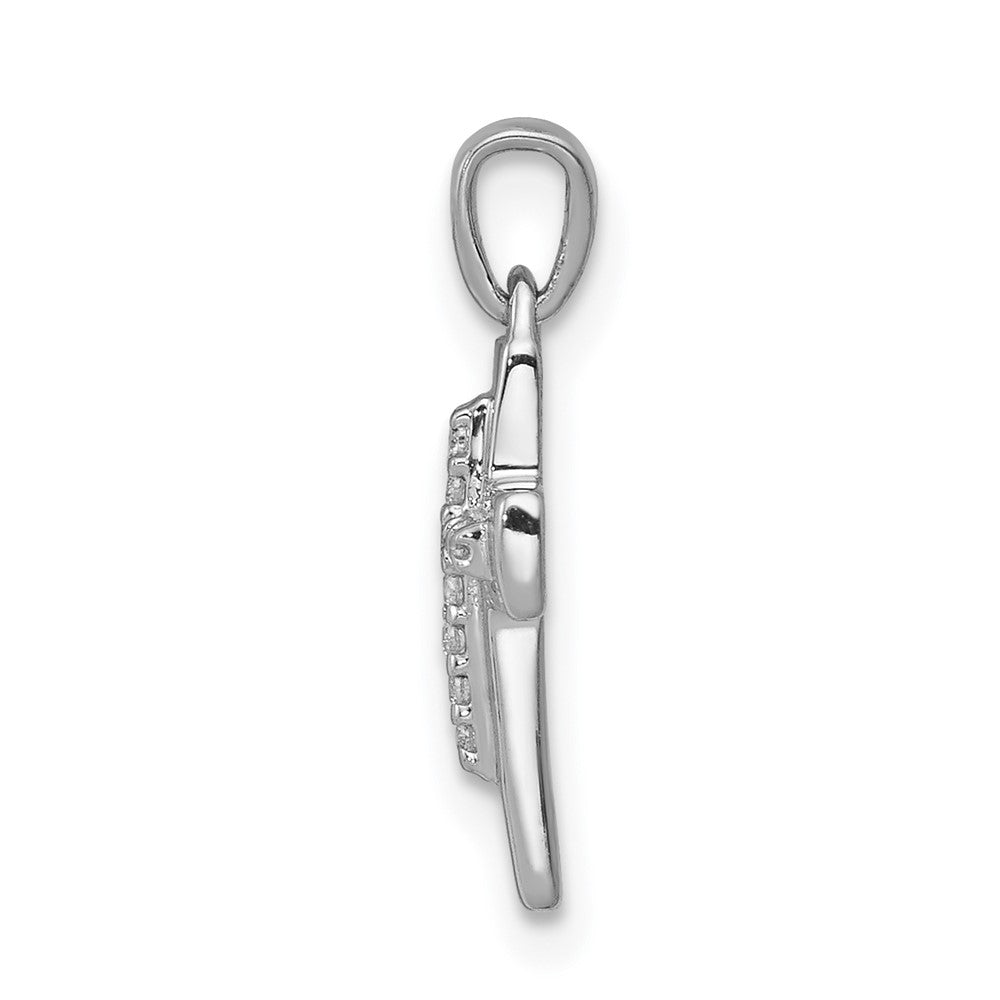 14k White Gold Diamond Cross Pendant