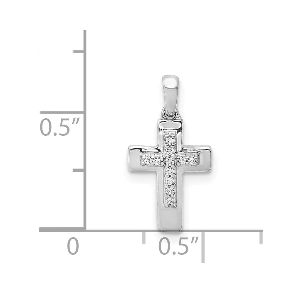 14k White Gold Diamond Cross Pendant