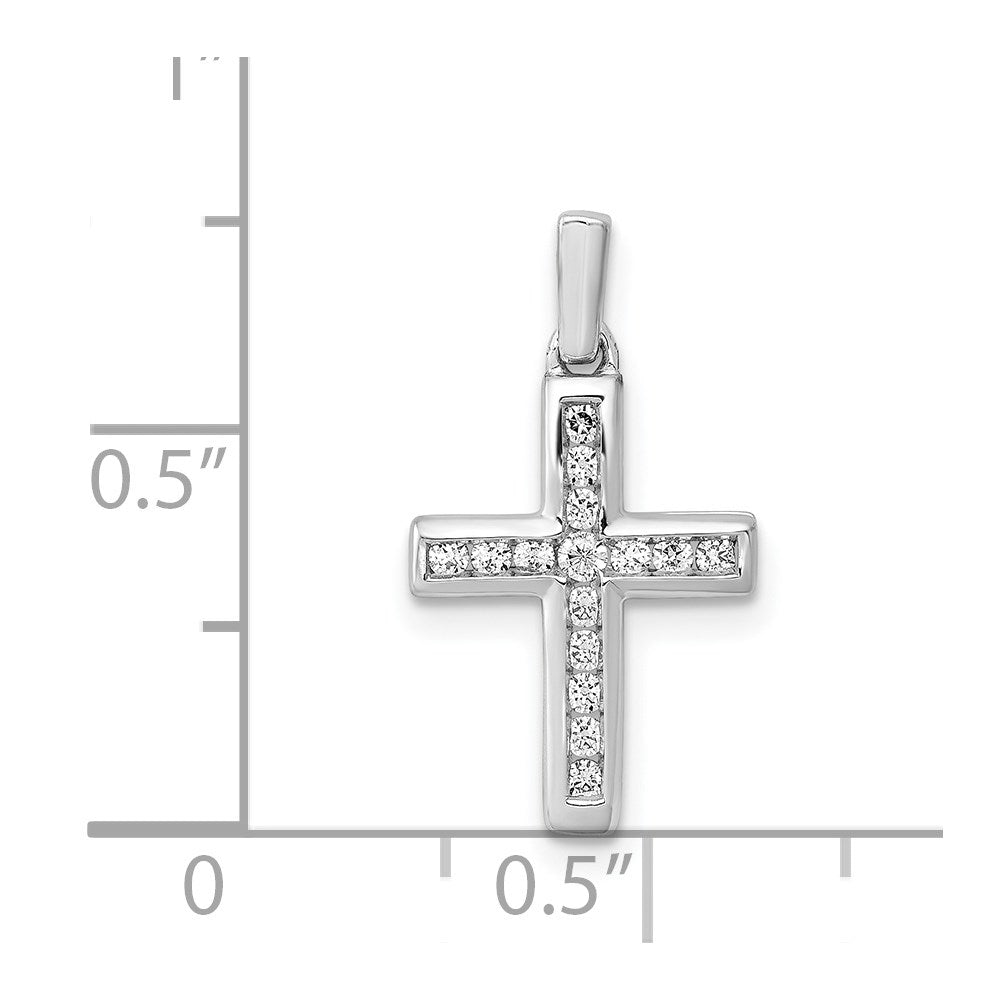 14k White Gold 1/6ct. Diamond Latin Cross Pendant