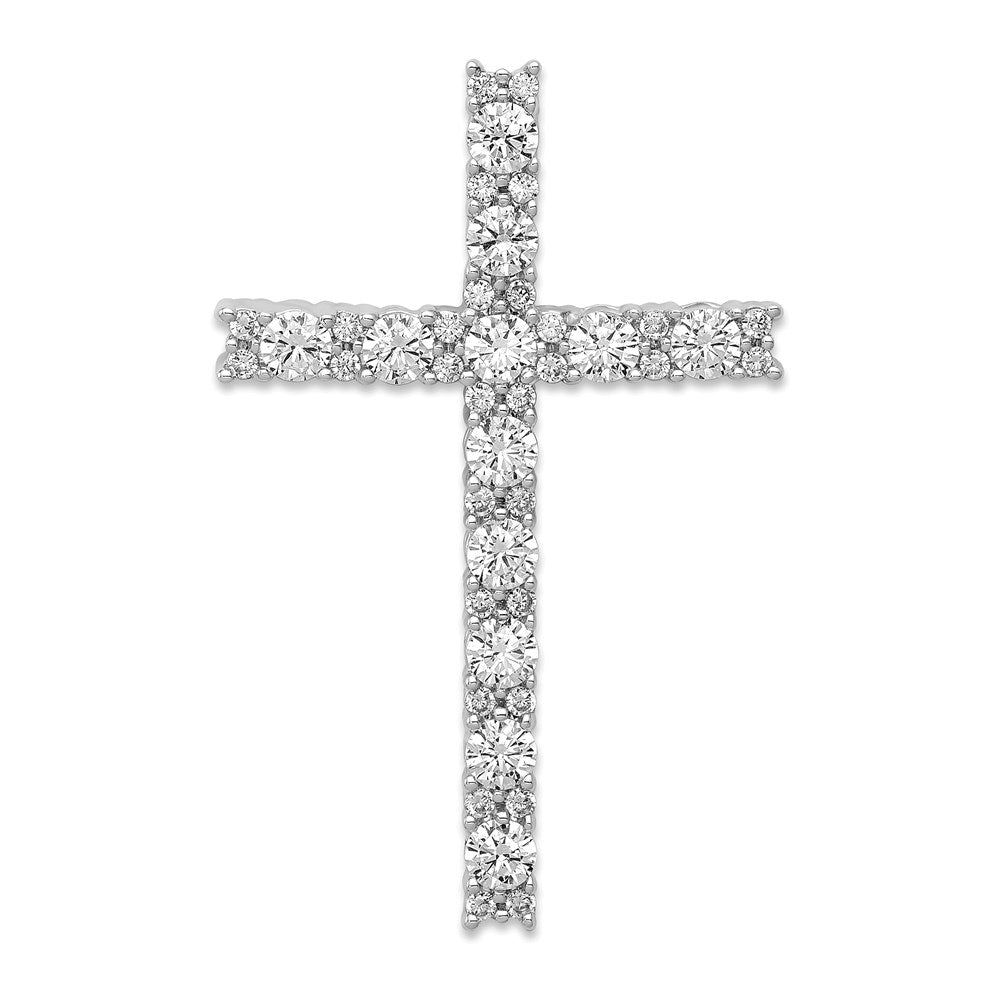 14k White Gold Diamond Latin Cross Pendant