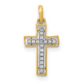 14k and Rhodium 1/20ct. Diamond Cross Pendant