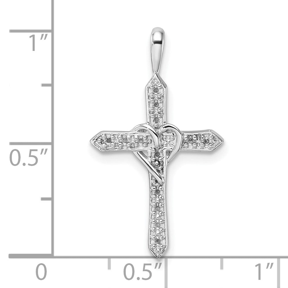 14k White Gold Heart Cross Pendant Mounting