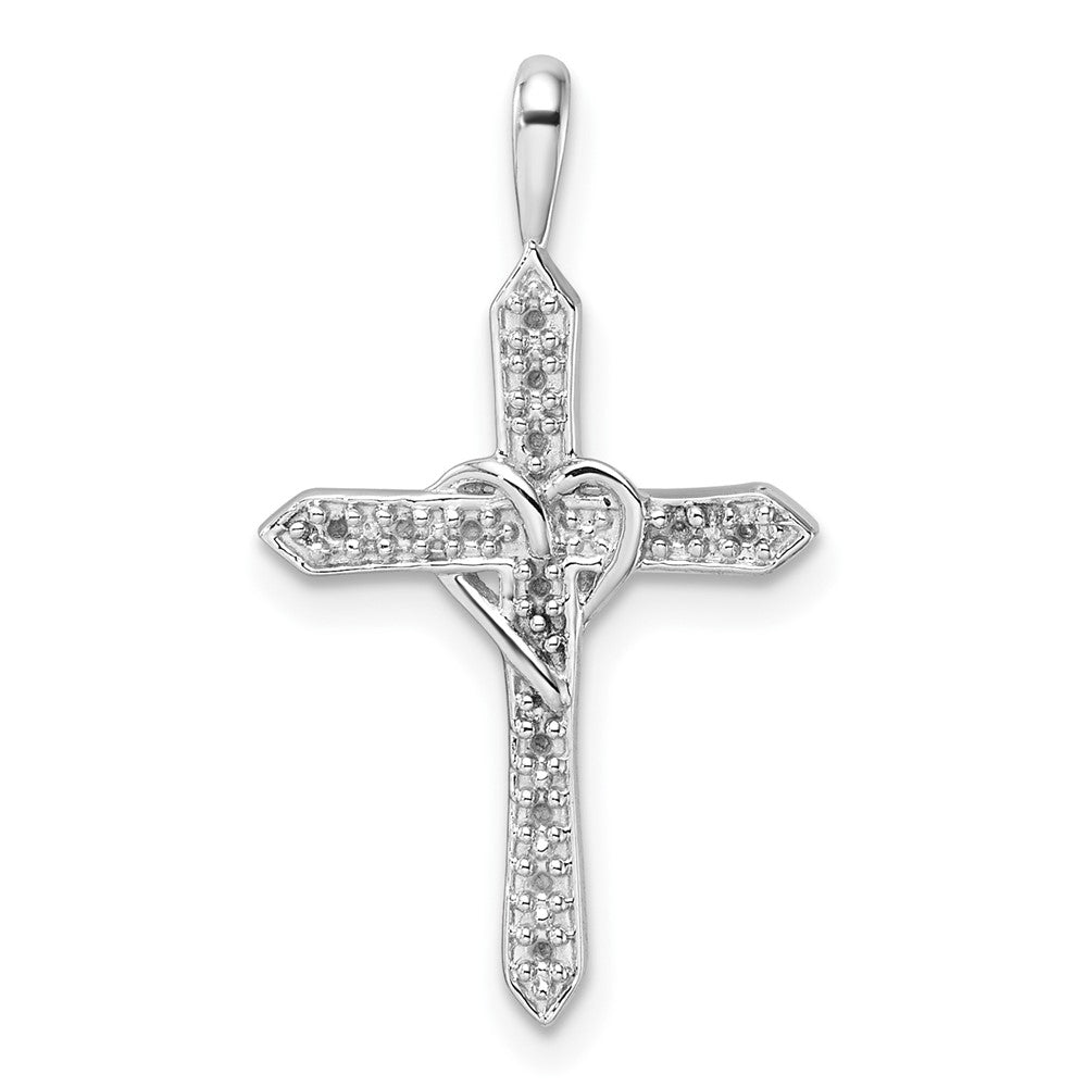 14k White Gold Heart Cross Pendant Mounting