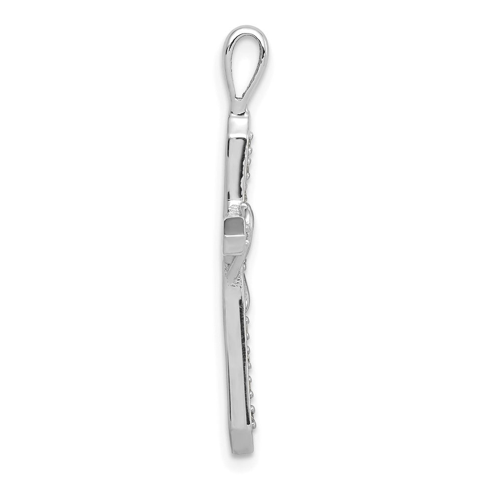 14k White Gold AA 1/10ct. Diamond Heart Cross Pendant