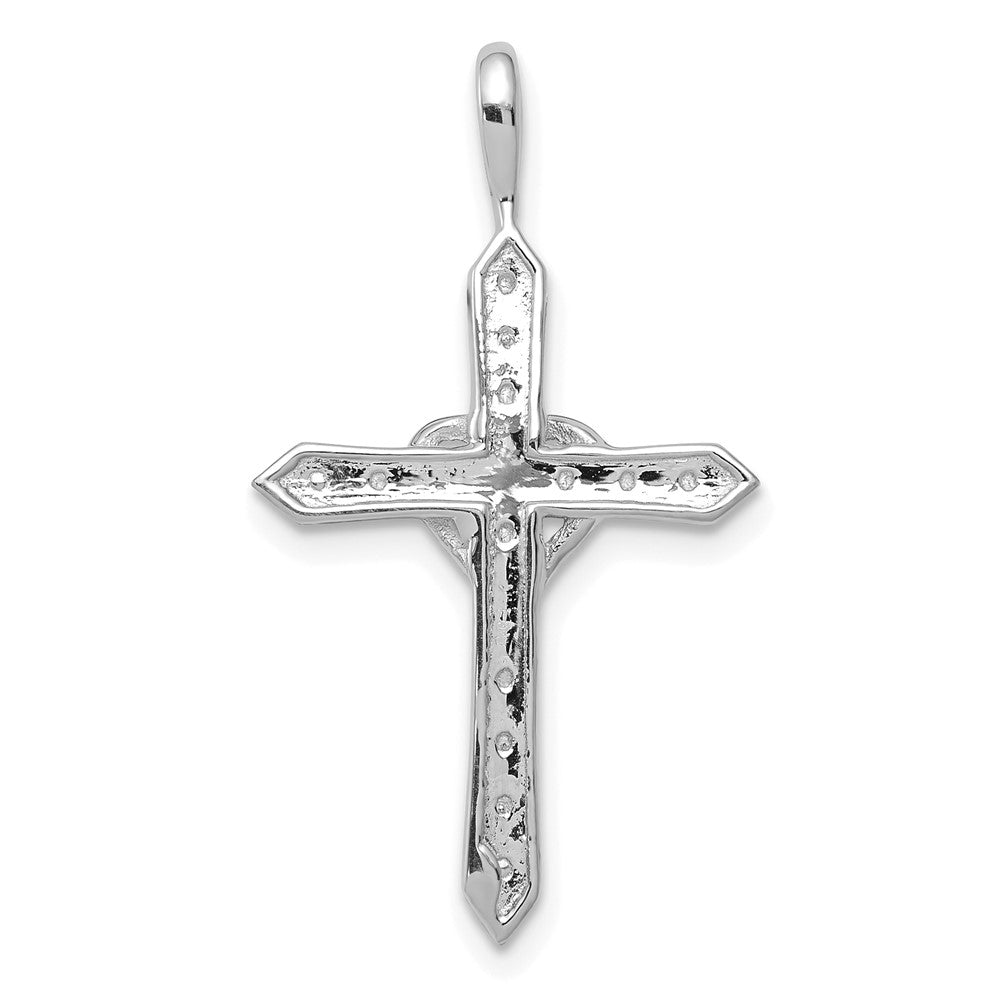 14k White Gold AA 1/10ct. Diamond Heart Cross Pendant