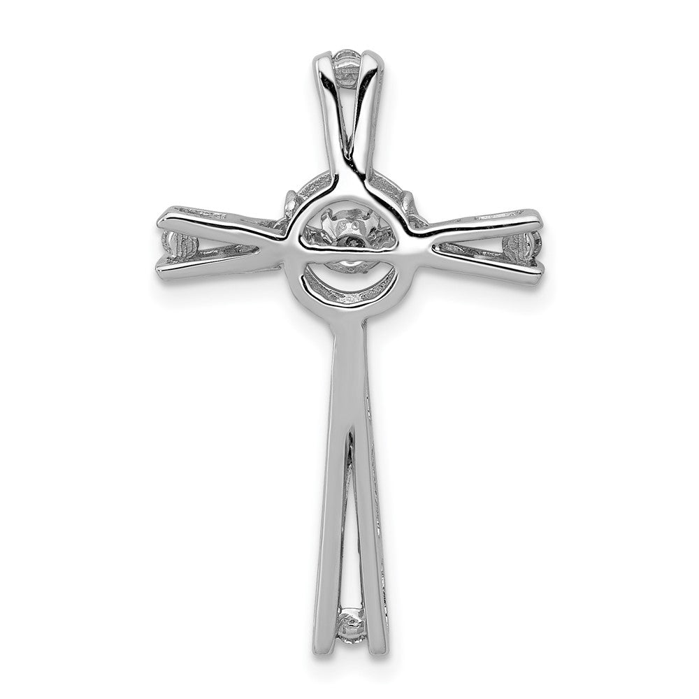 14k White Gold 1/15ct. Vibrant Moving Diamond Cross Chain Slide