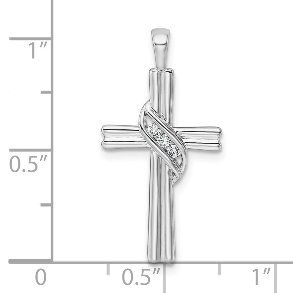 14k White Gold AA Diamond Cross Pendant