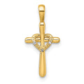 14k Diamond Cross w/Heart Pendant