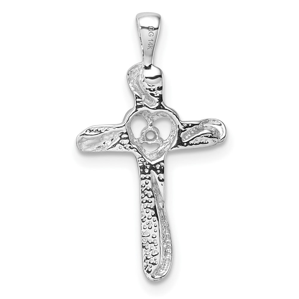 14k White Gold Heart Cross Mounting