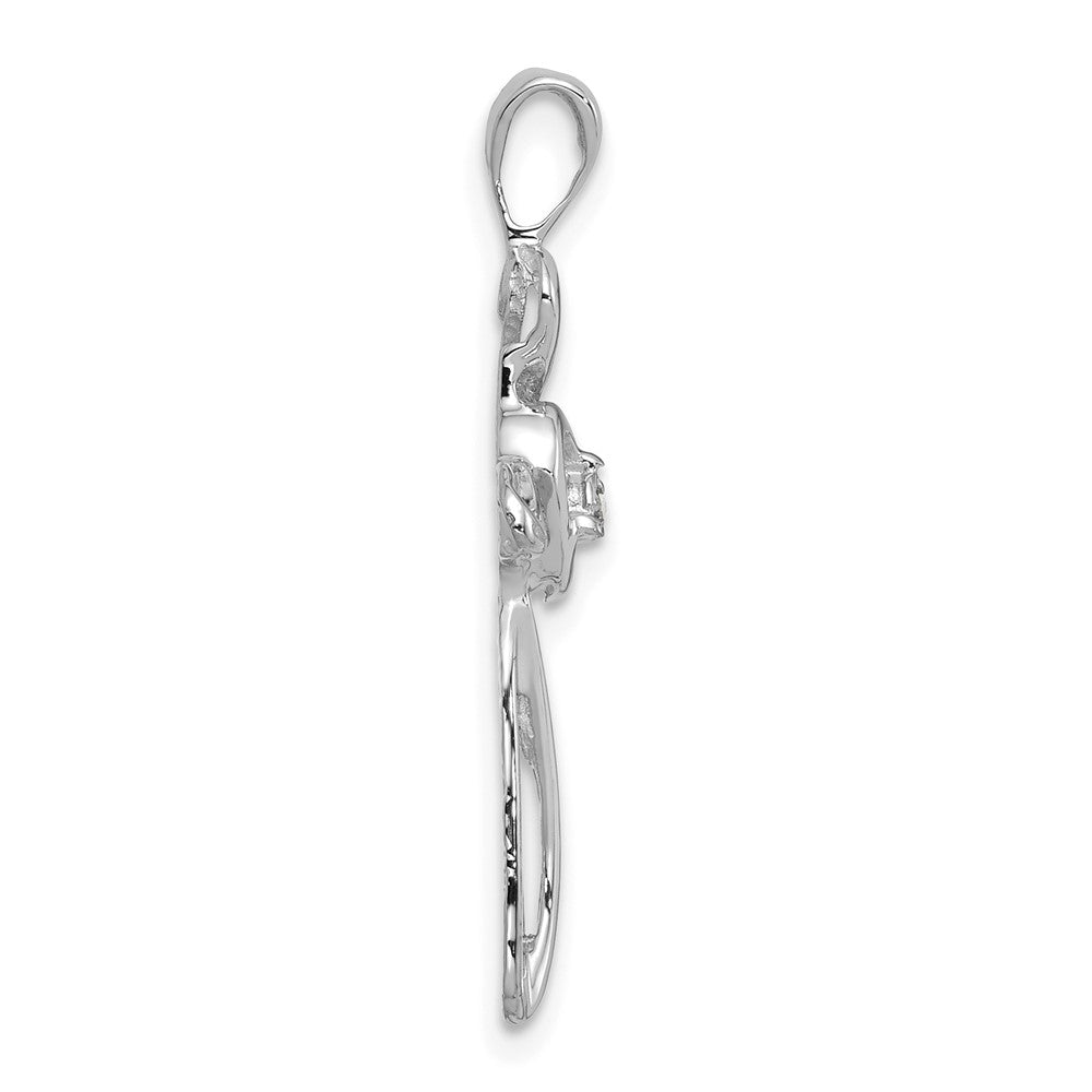 14k White Gold AA Diamond Cross Pendant