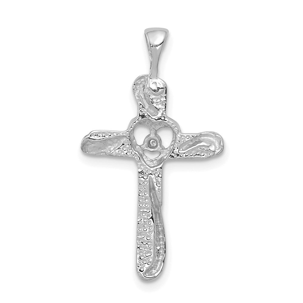 14k White Gold AA Diamond Cross Pendant