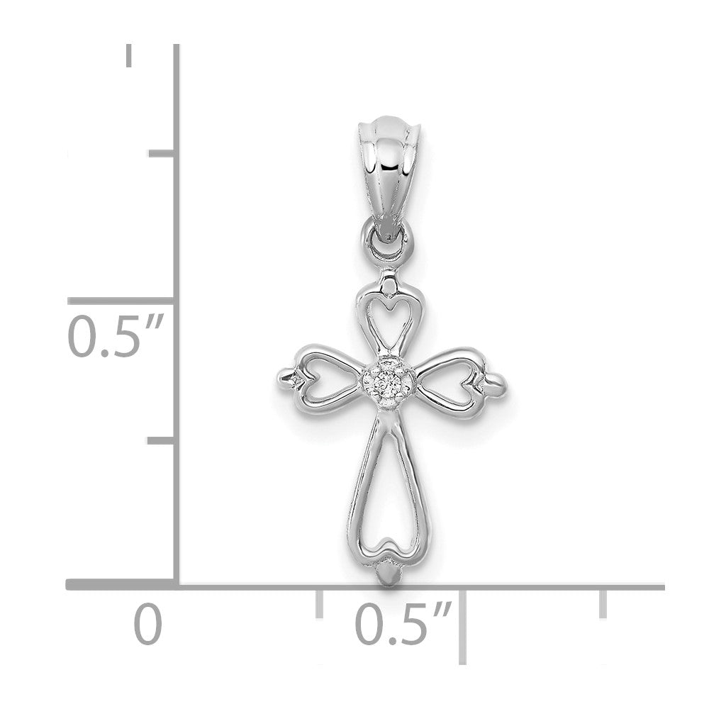 10K White Gold Diamond Accented Cross Pendant