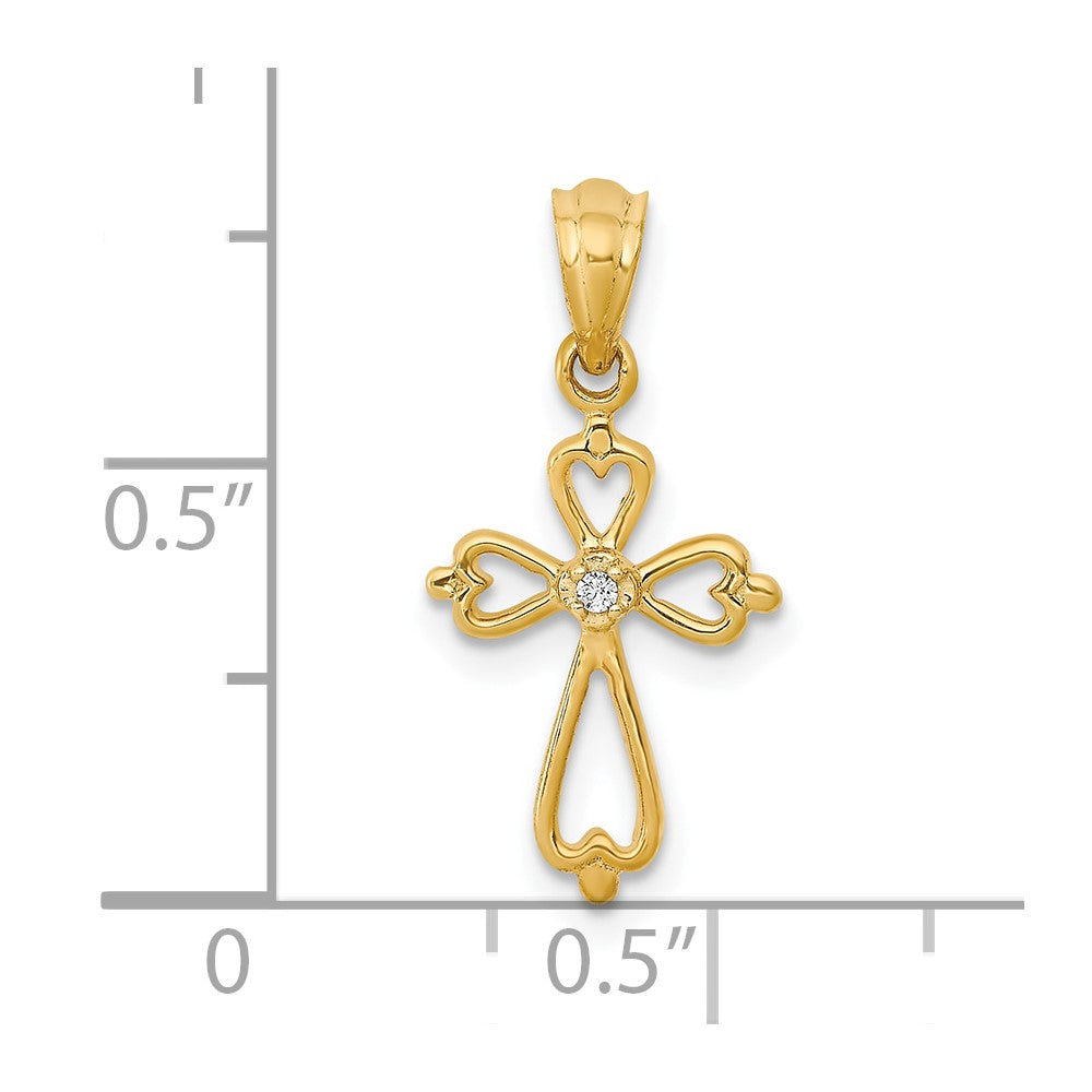 10K Diamond Accented Cross Pendant