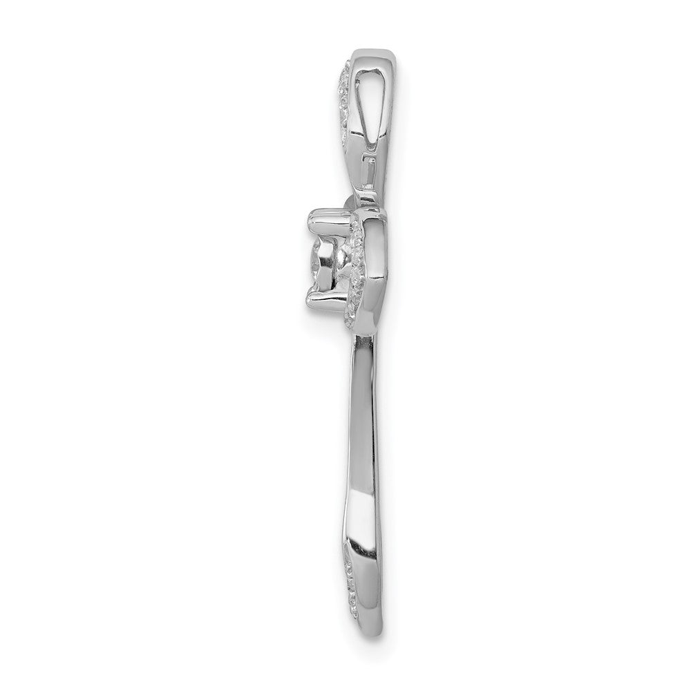 14k White Gold 1/8ct. Diamond Cross Chain Slide