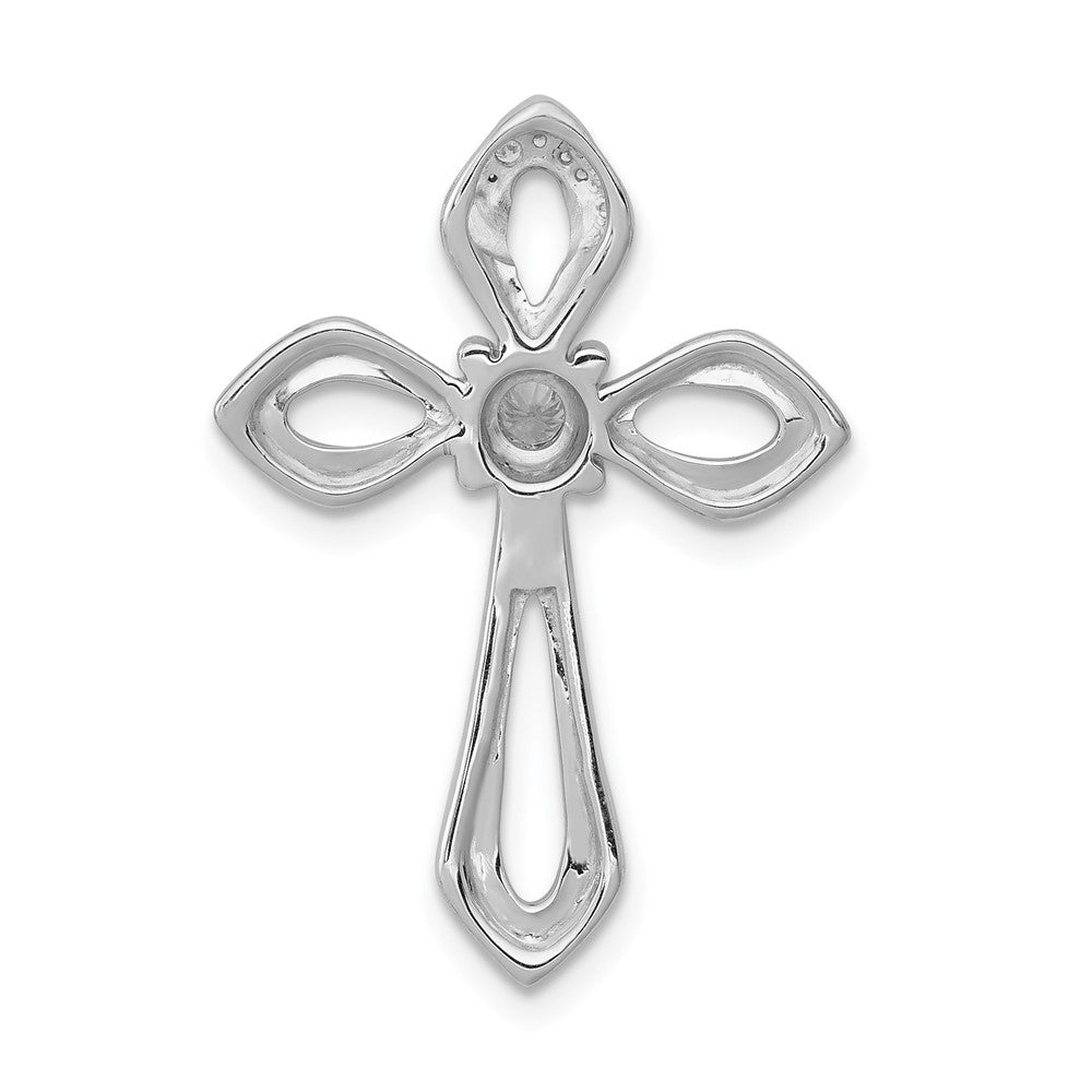 14k White Gold 1/8ct. Diamond Cross Chain Slide