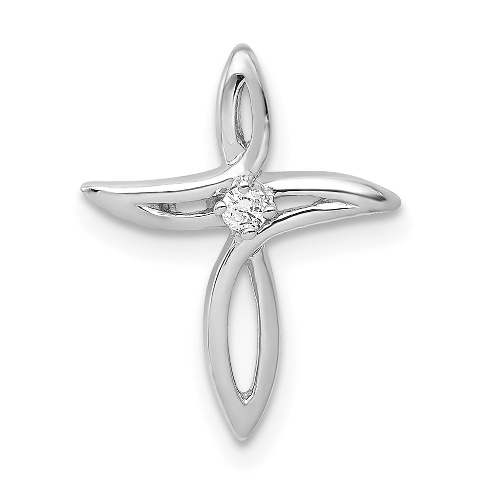 10K White Gold AA Diamond Cross Pendant