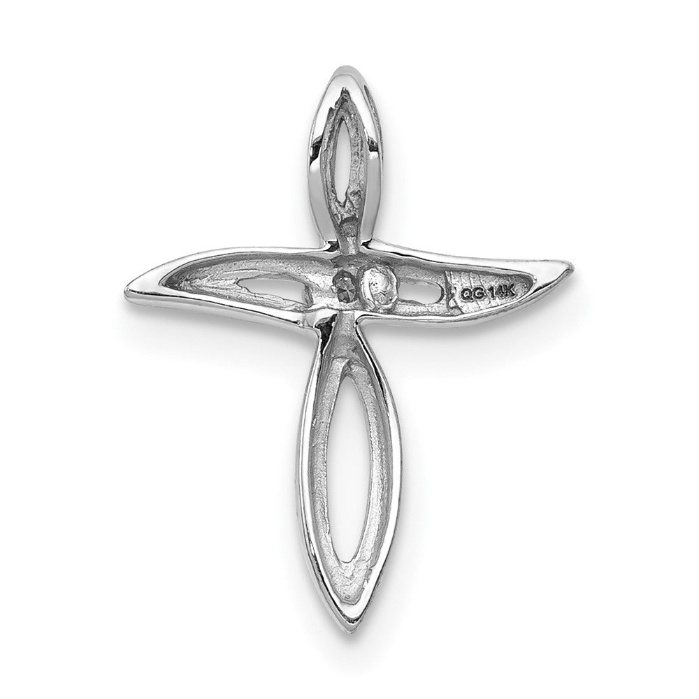 14k White Gold AA Diamond Cross Pendant