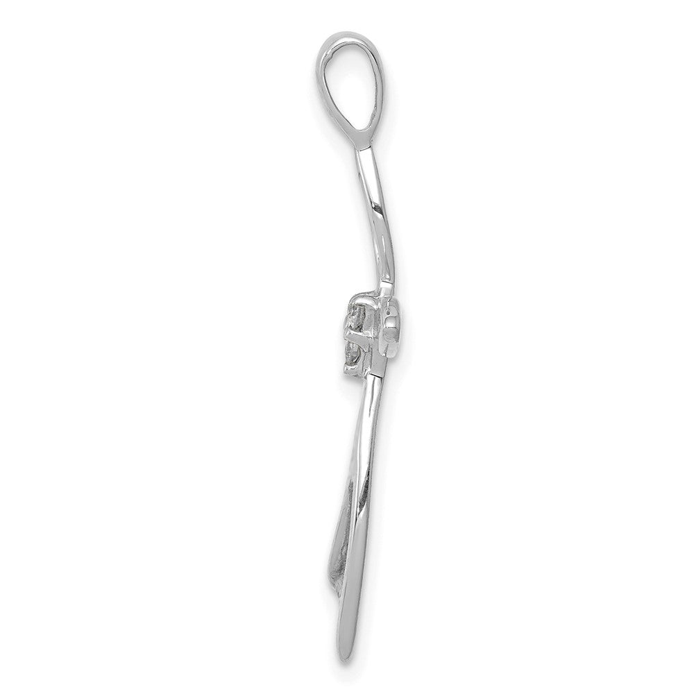 14k White Gold AA Diamond Cross Pendant