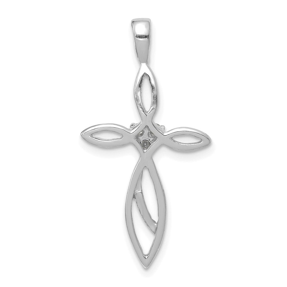 14k White Gold AA Diamond Cross Pendant