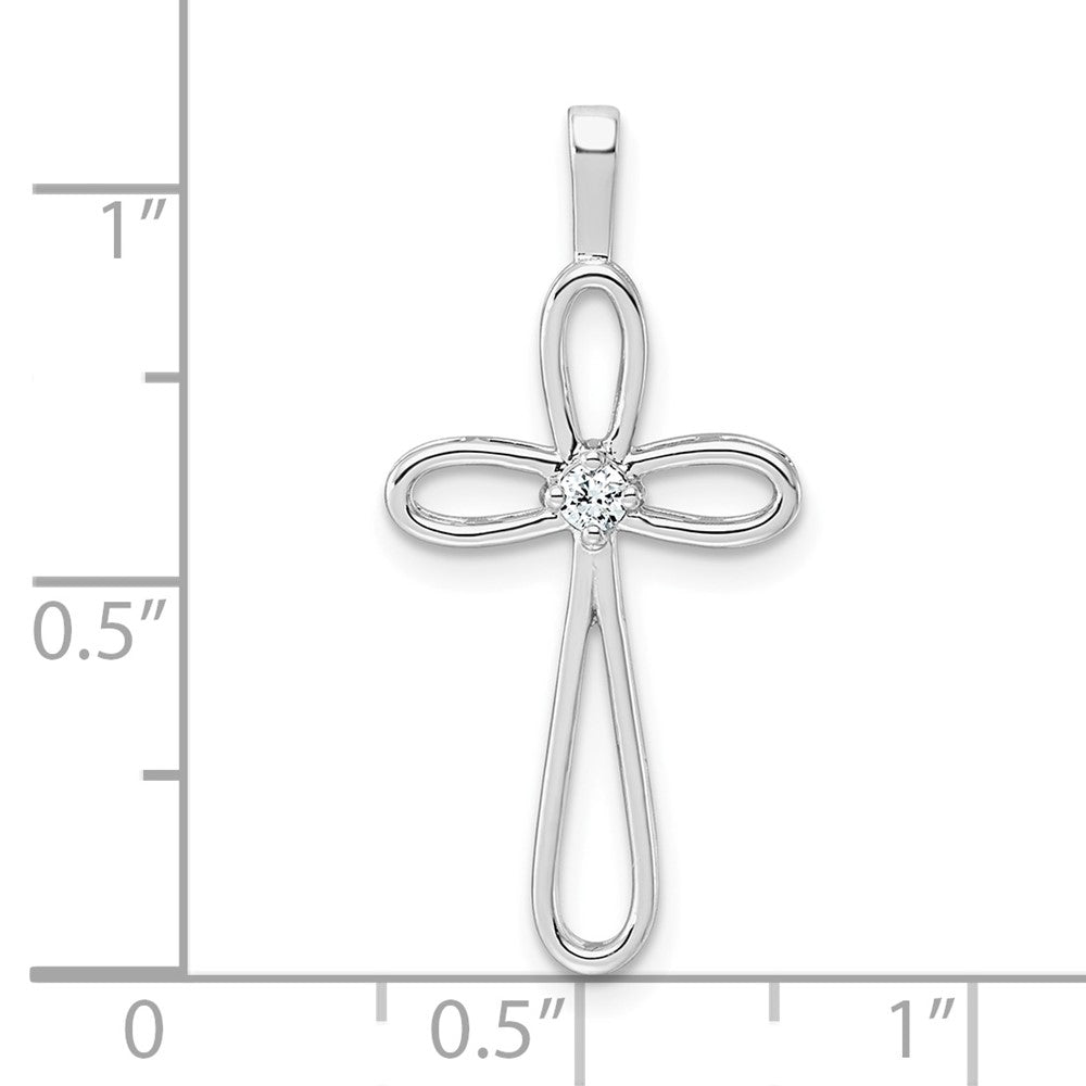 14k White Gold AA Diamond Cross Pendant