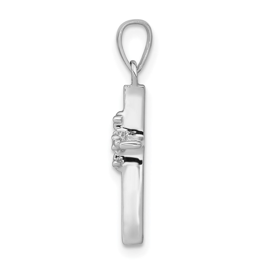 14k White Gold .01ct. Diamond Polished Cross Pendant