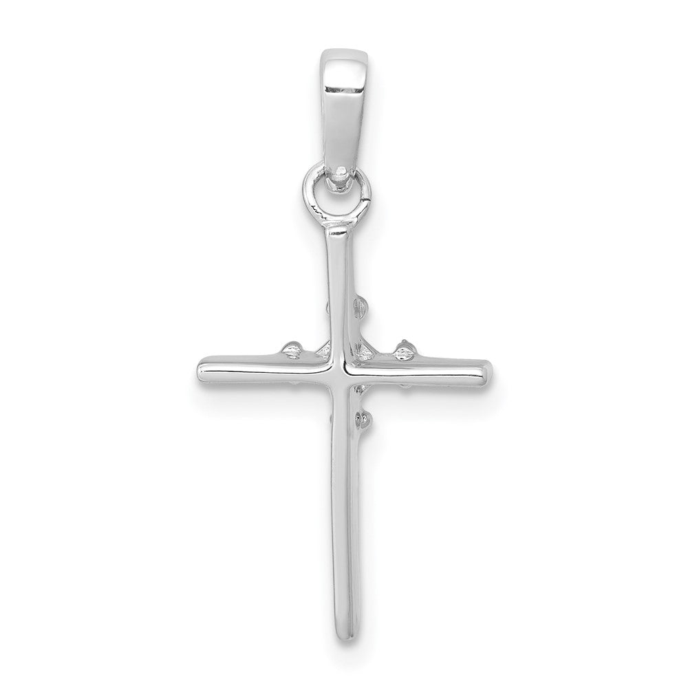 14k White Gold .01ct. Diamond Polished Cross Pendant
