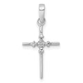 14k White Gold .01ct. Diamond Polished Cross Pendant