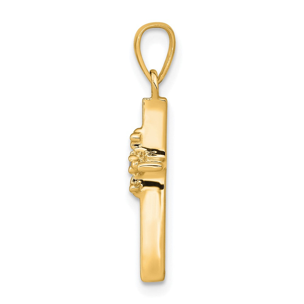 14k .01ct. Diamond Polished Cross Pendant