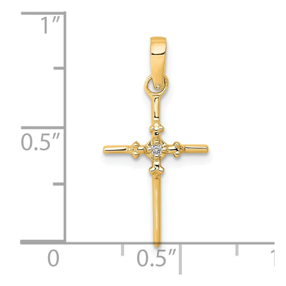 14k .01ct. Diamond Polished Cross Pendant