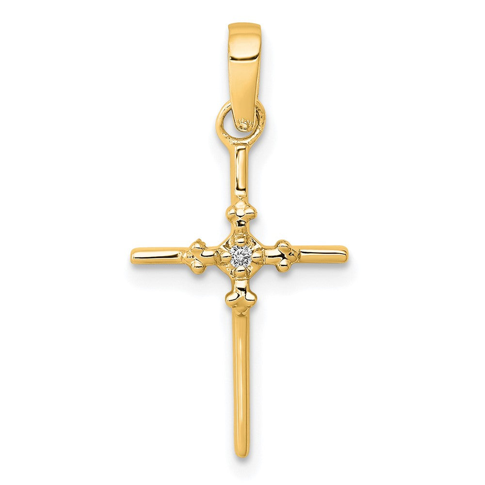 14k .01ct. Diamond Polished Cross Pendant