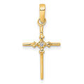 14k .01ct. Diamond Polished Cross Pendant