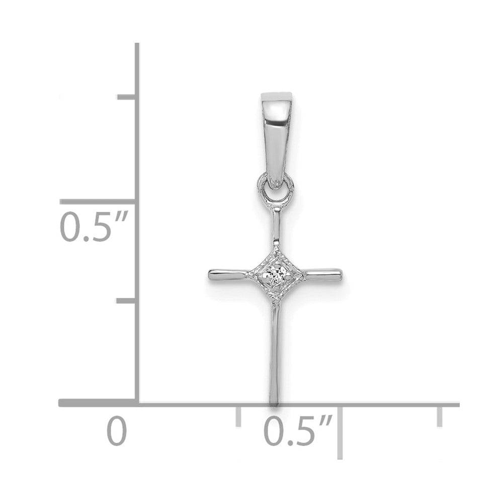 10K White Gold Small .01ct. Diamond Cross Pendant