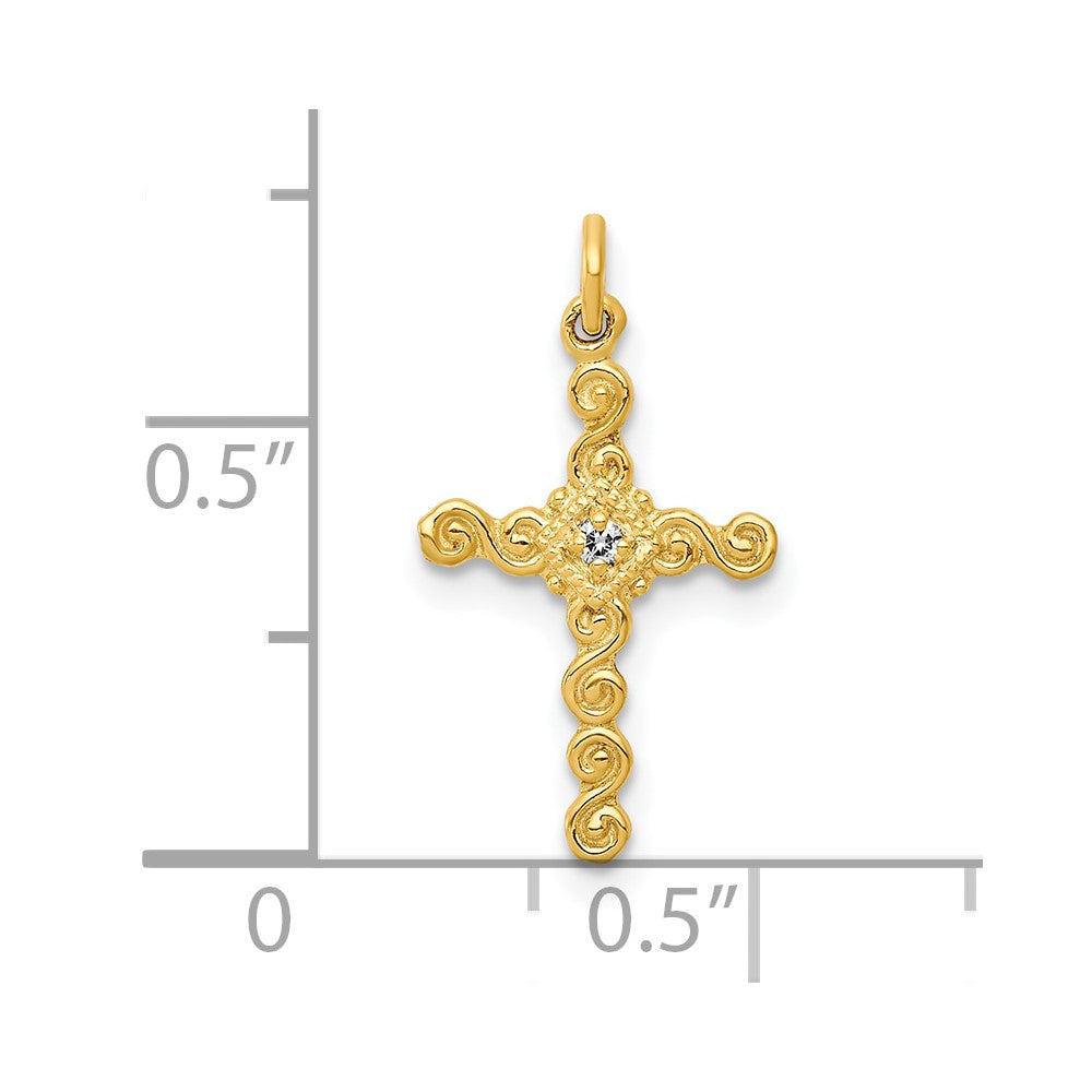 10K Small .01ct. Diamond Cross Charm