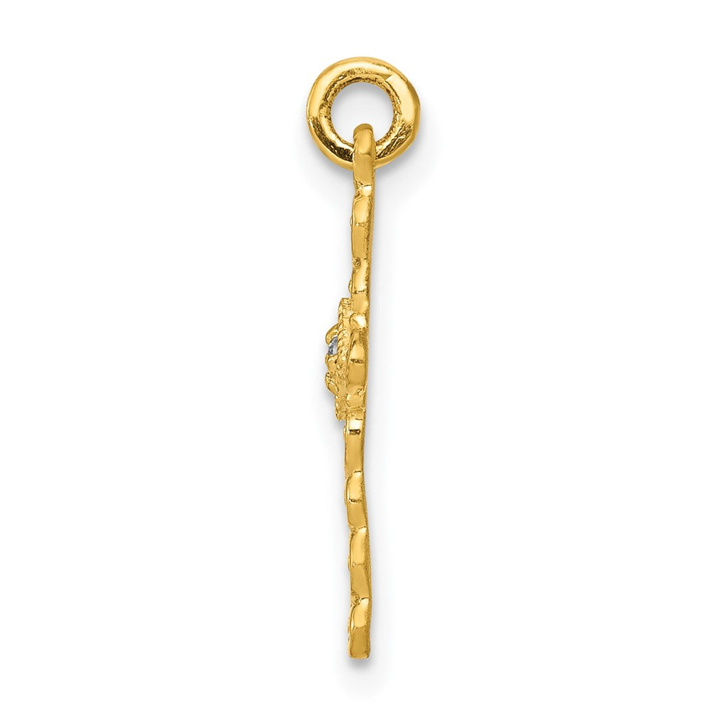 14k Small .01ct. Diamond Cross Charm