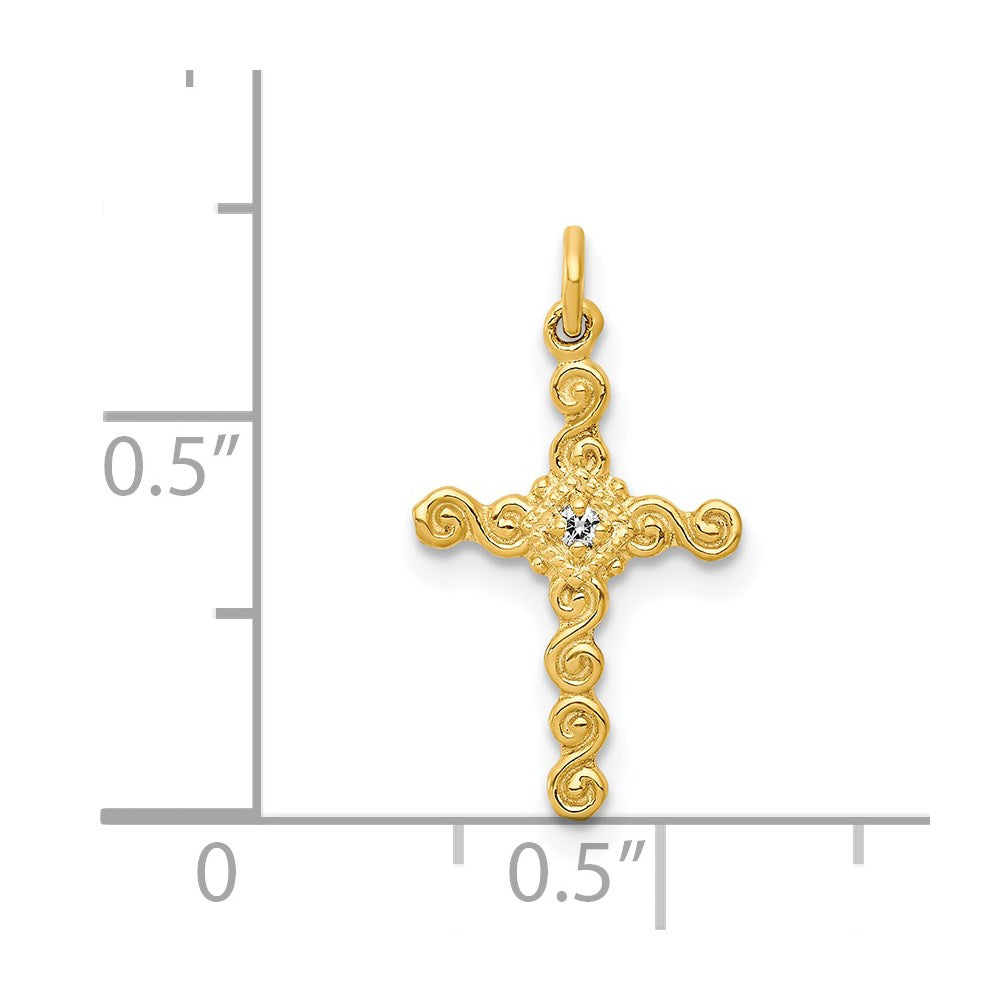 14k Small .01ct. Diamond Cross Charm