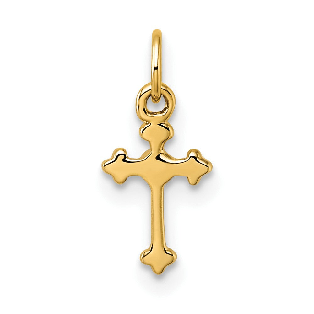 14k Small Diamond Budded Cross Pendant
