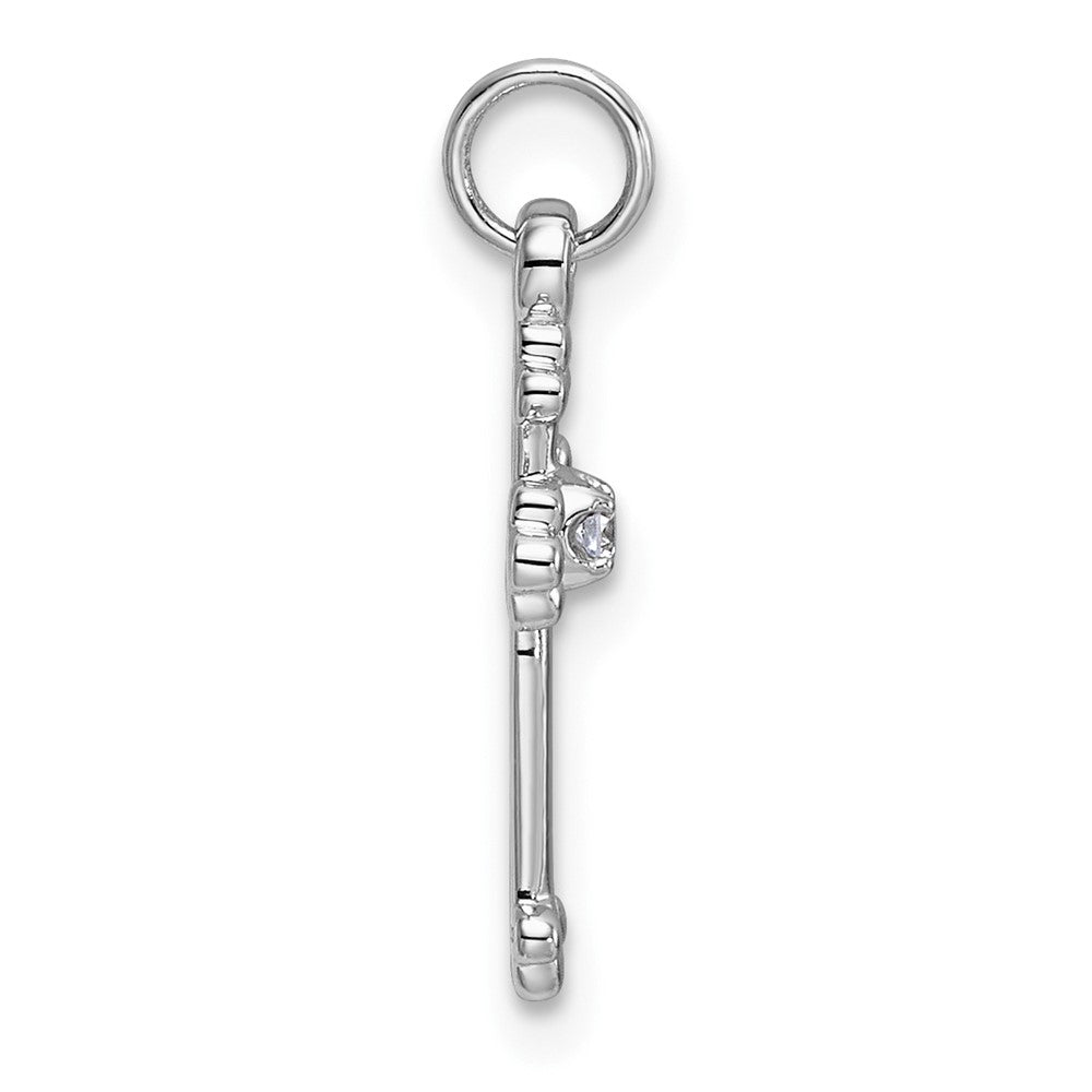 10K White Gold Small Diamond Budded Cross Pendant