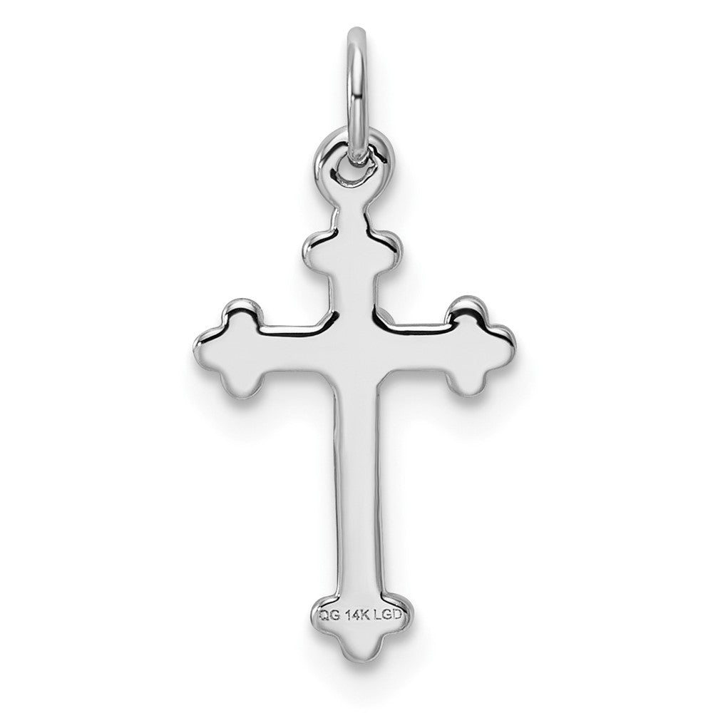 10K White Gold Small Diamond Budded Cross Pendant