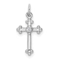 14k White Gold Small Diamond Budded Cross Pendant