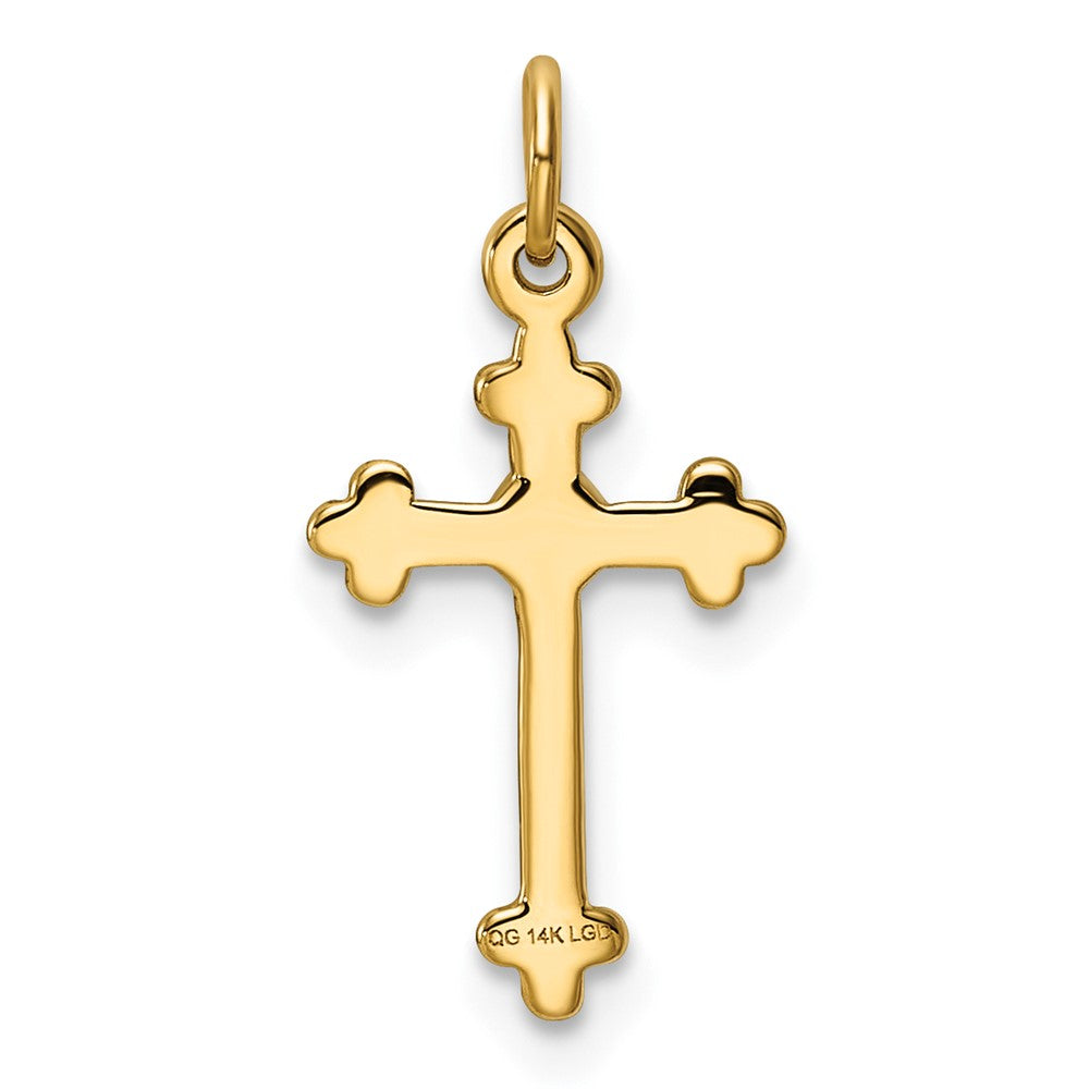 10K Small Diamond Budded Cross Pendant
