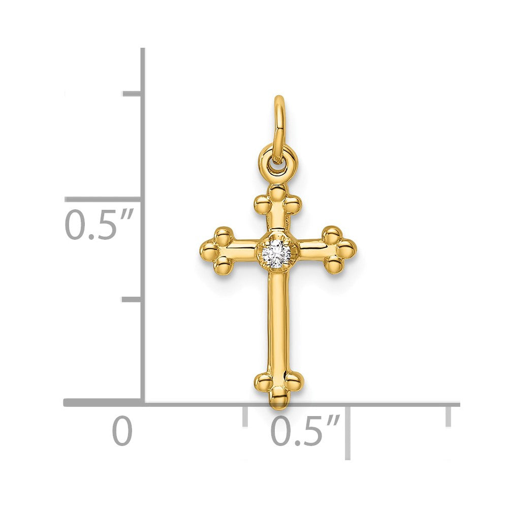 10K Small Diamond Budded Cross Pendant