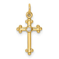 10K Small Diamond Budded Cross Pendant