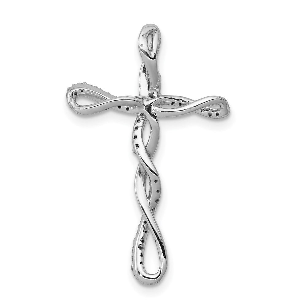 14k White Gold 1/6ct. Diamond Twisted Cross Chain Slide