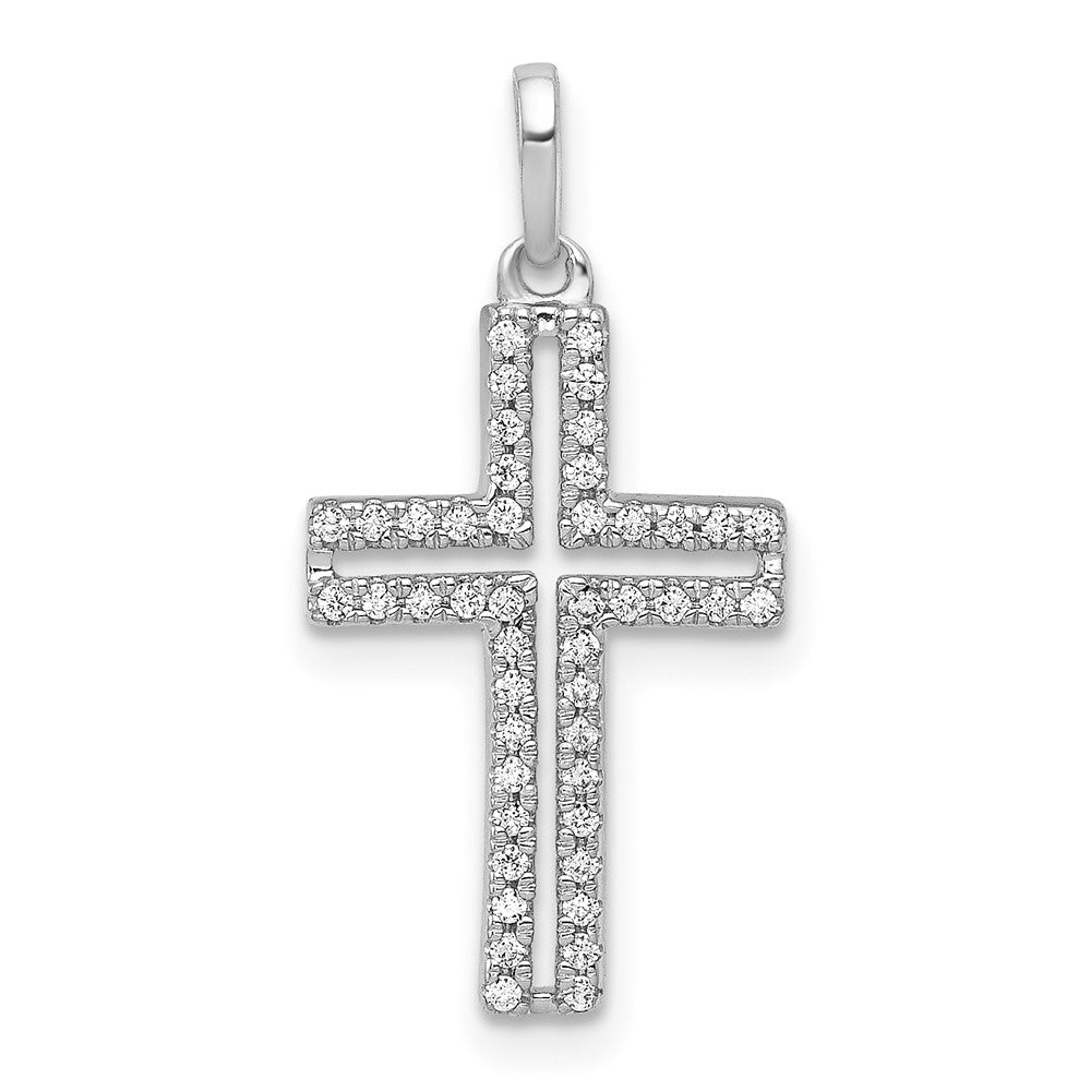 14k White Gold 1/8ct. Diamond Cross Pendant