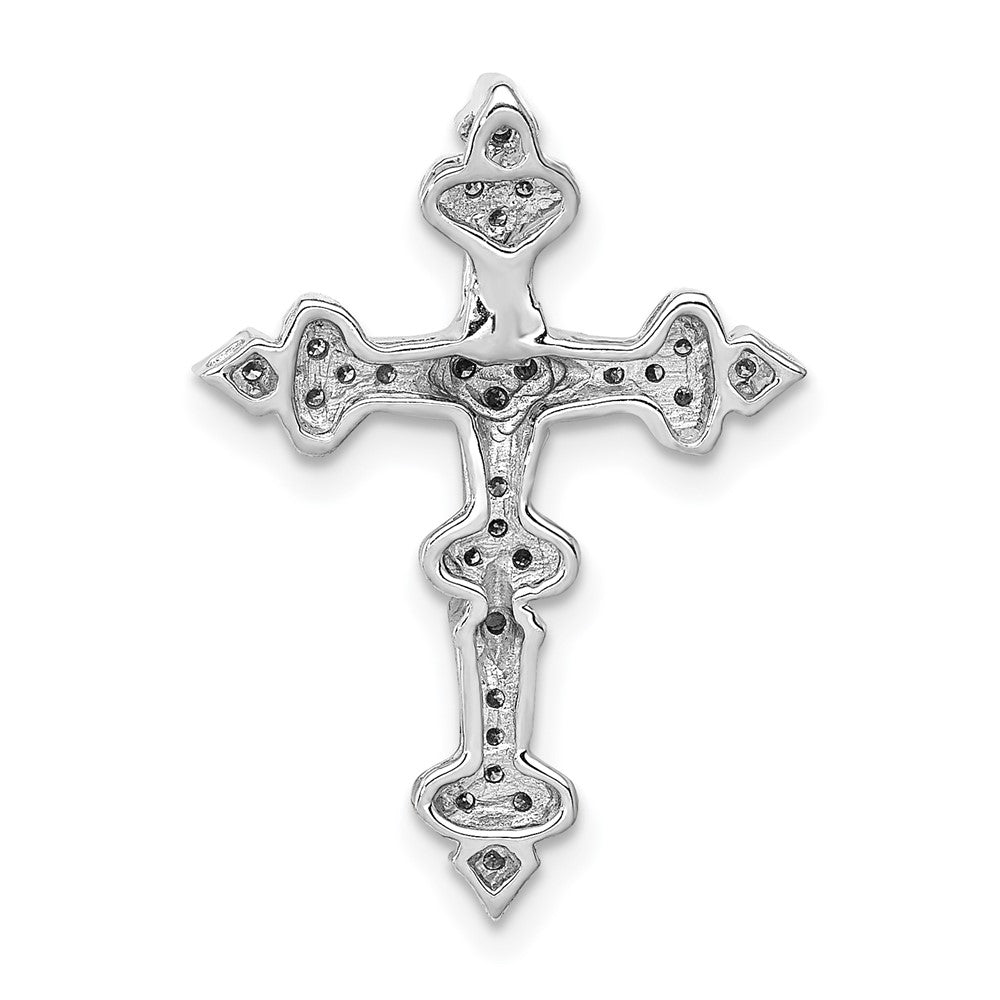 14k White Gold 1/6ct. Diamond Filigree Cross Chain Slide