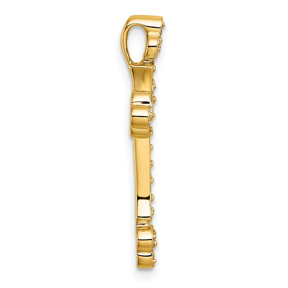 14k 1/2ct. Diamond Budded Cross Chain Slide